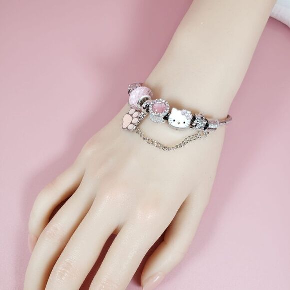 Brand New Hello Kitty Rhinestone With Charms Bracelet - Picture 2 of 7